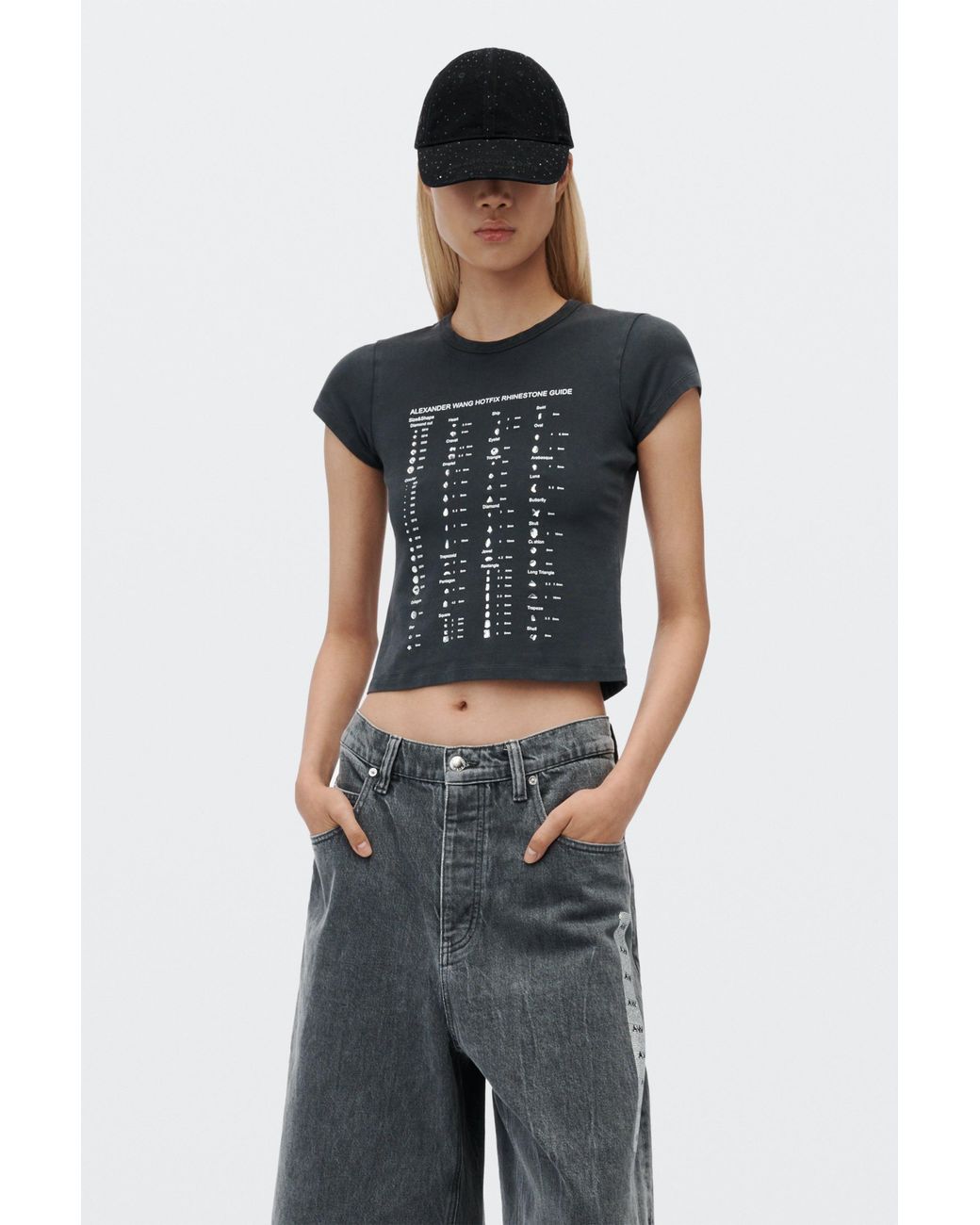 Alexander Wang Blue Crystal Hotfix Graphic Fitted Tee