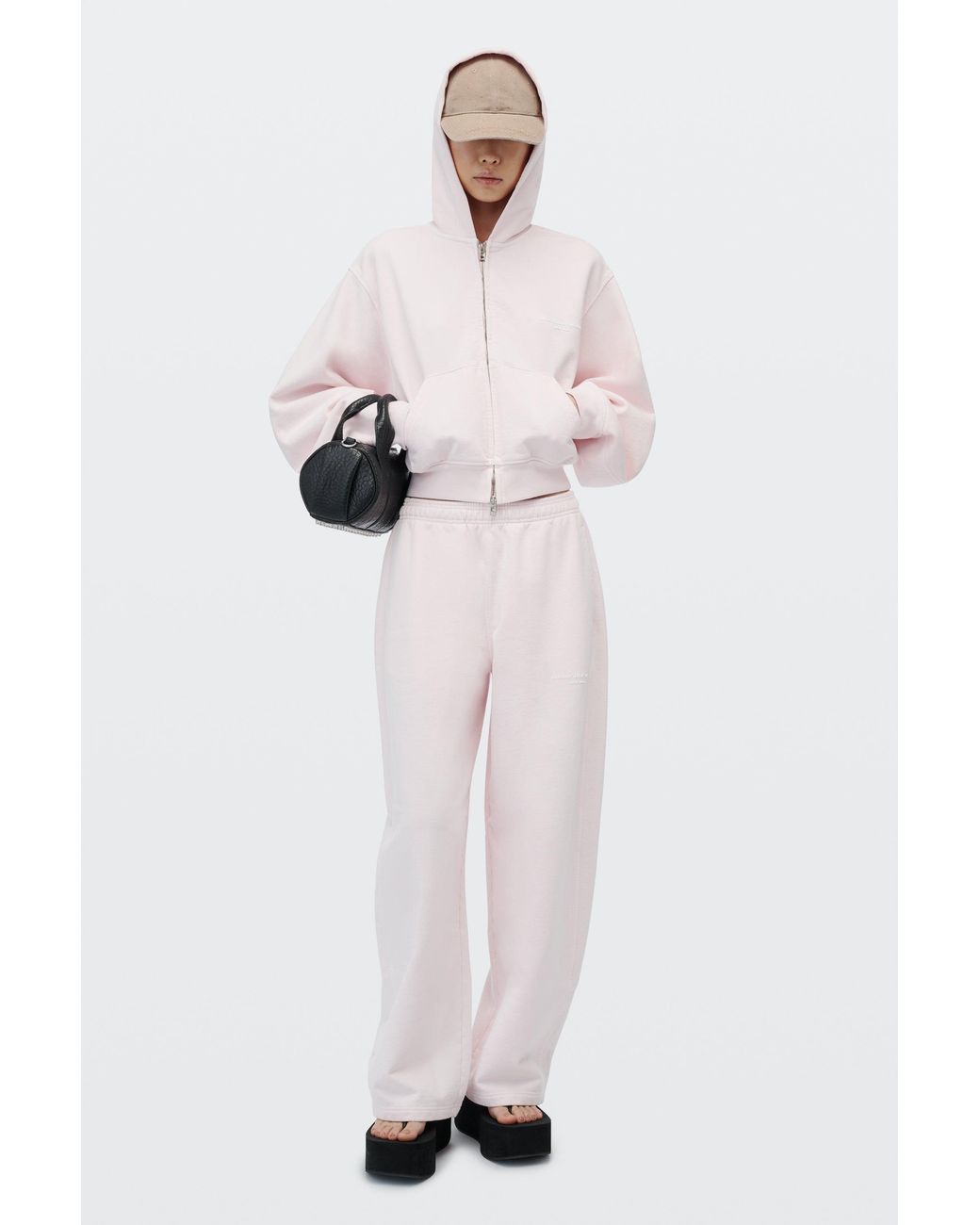 Alexander Wang Pink Logo Print Mid-Rise Relaxed Sweatpant