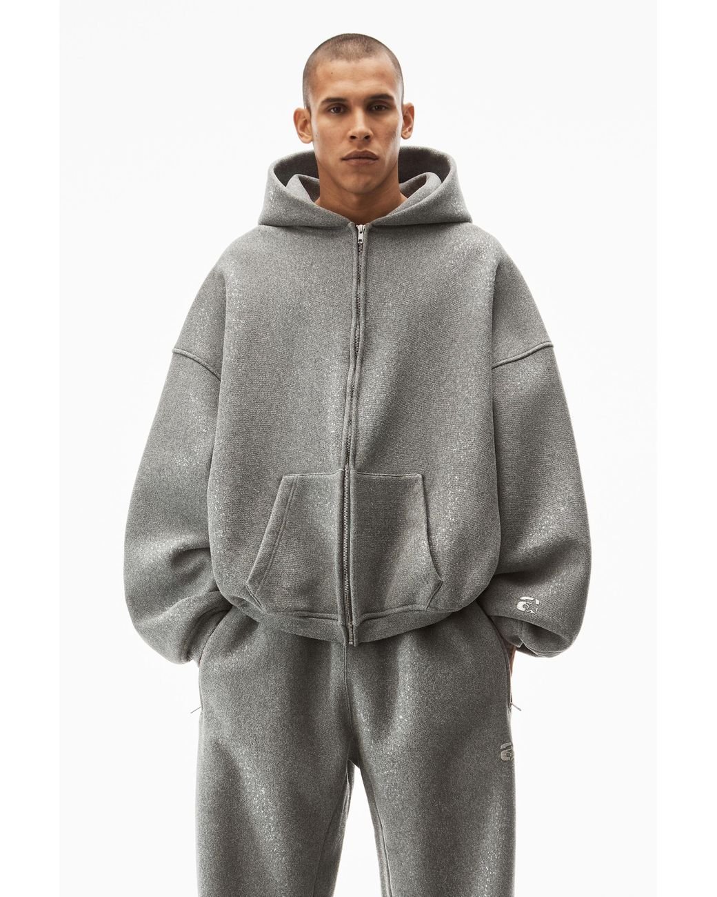 Alexander Wang Star Zip Up Hoodie In Glitter Dense Fleece in Alexander Wang Star Zip Up Hoodie In Glitter Dense Fleece in