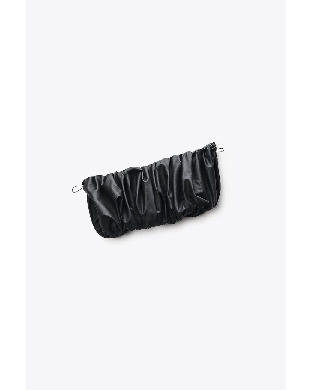 Alexander Wang Black Leather Cropped Off Shoulder Gathered Bra Top