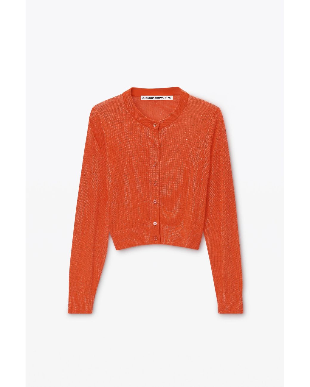 Alexander Wang Black Crystal Hotfix Cropped Cardigan