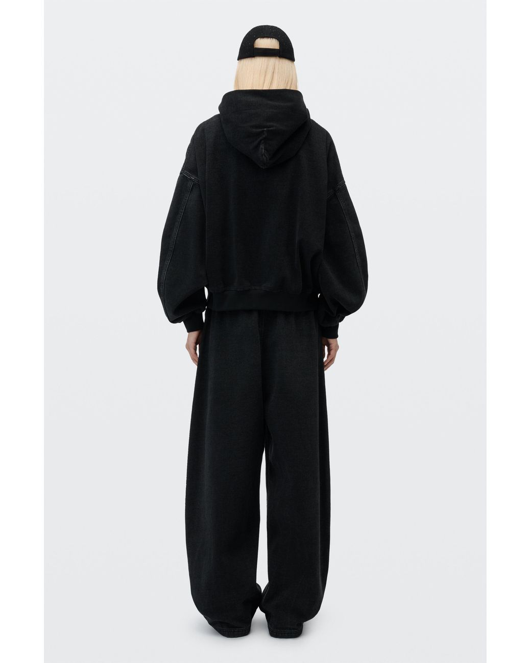 Alexander Wang Black Brushed Denim Oversized Hoodie
