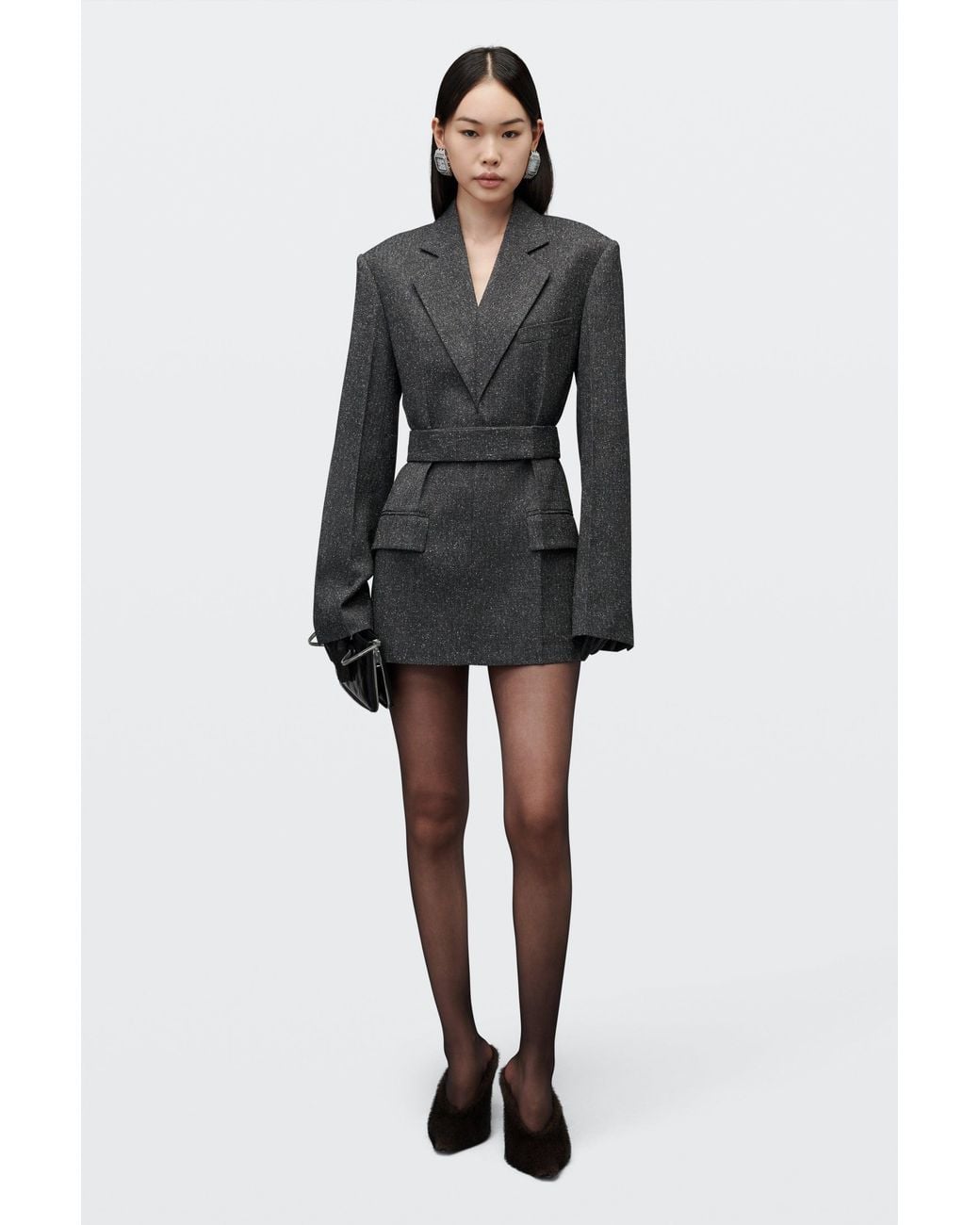 Alexander Wang Black Tweed Blazer Dress