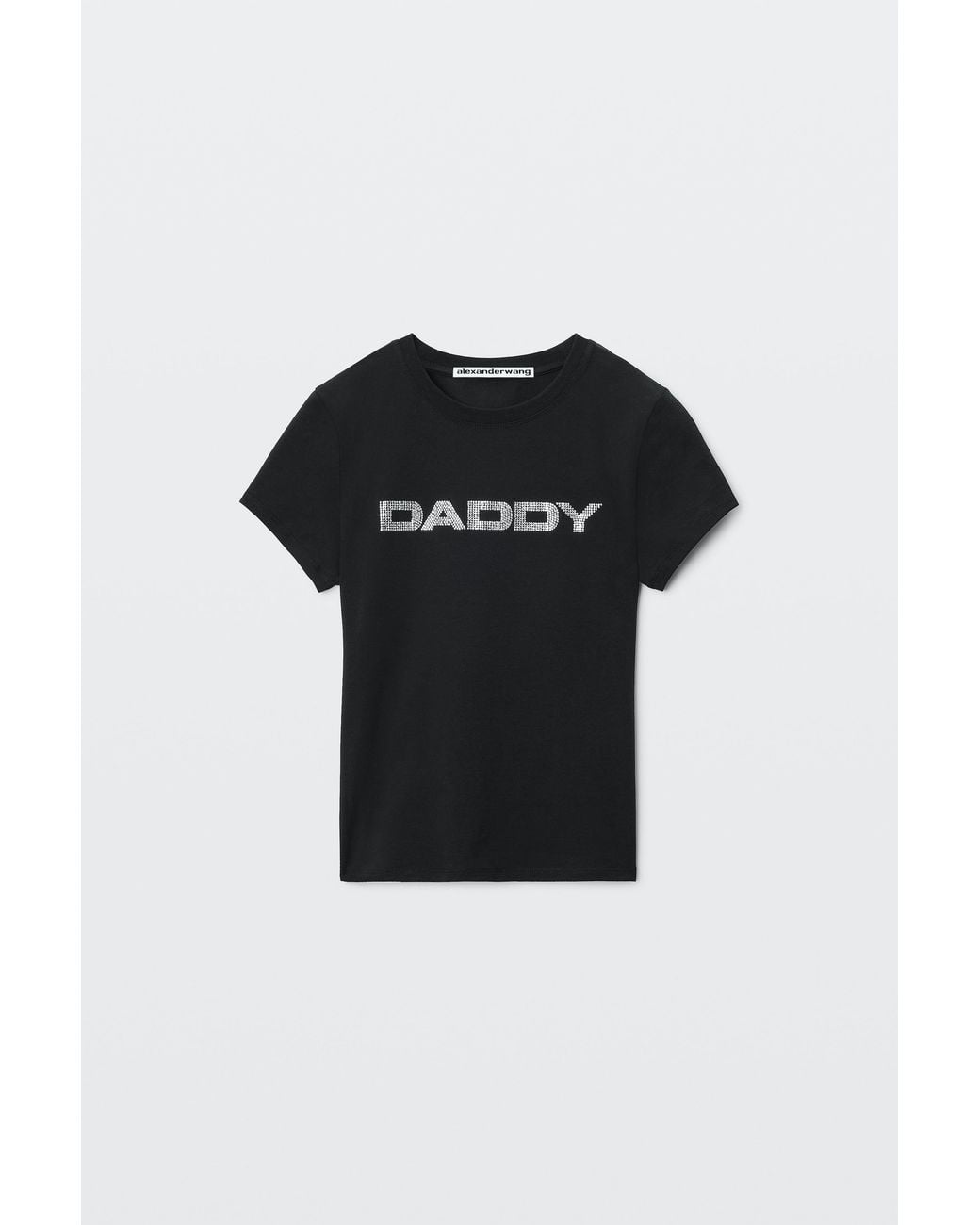 Alexander Wang Black Crystal Hotfix Graphic Fitted Tee