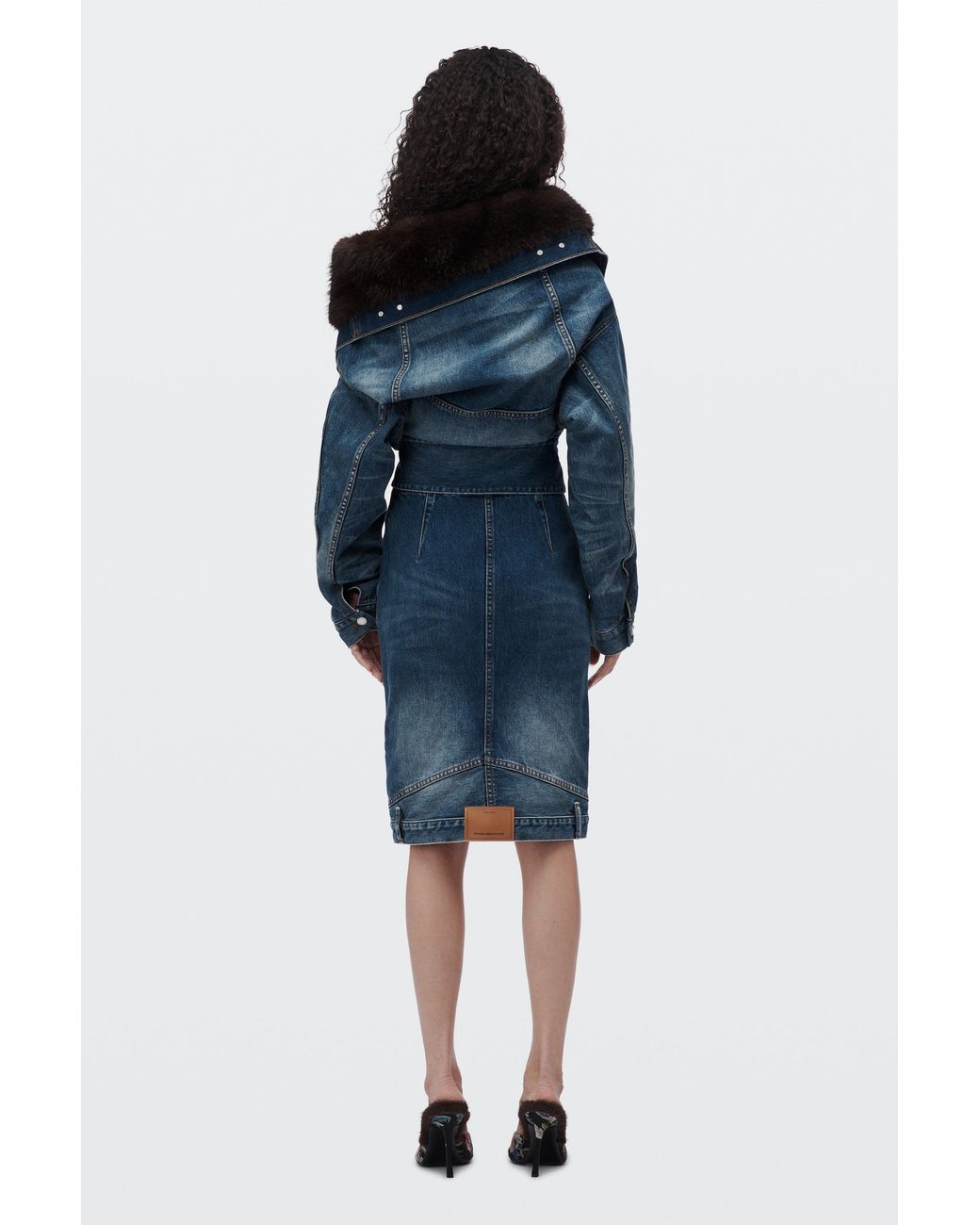 Alexander Wang Blue Fur Trimmed Upside Down Denim Jacket