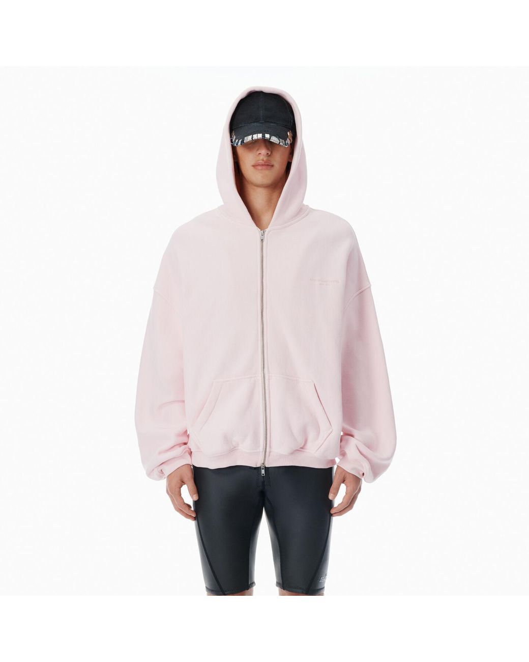 Alexander Wang Cotton Logo Zip-Up Hoodie in Pink | Lyst