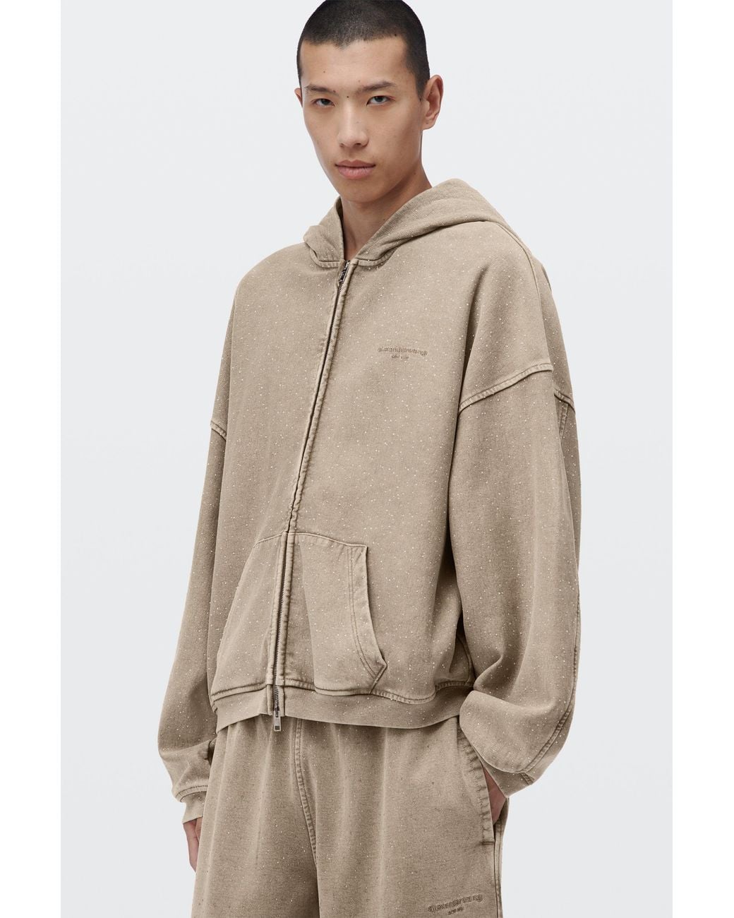 Alexander Wang Blue Crystal Hotfix Oversized Zip-Up Hoodie