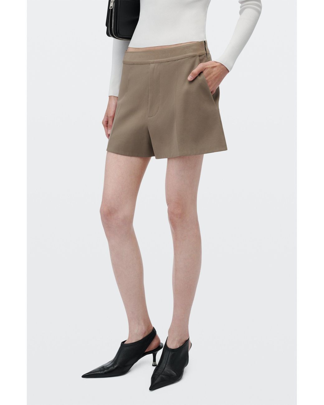Alexander Wang Natural Logo Elastic High-Rise Mini Short
