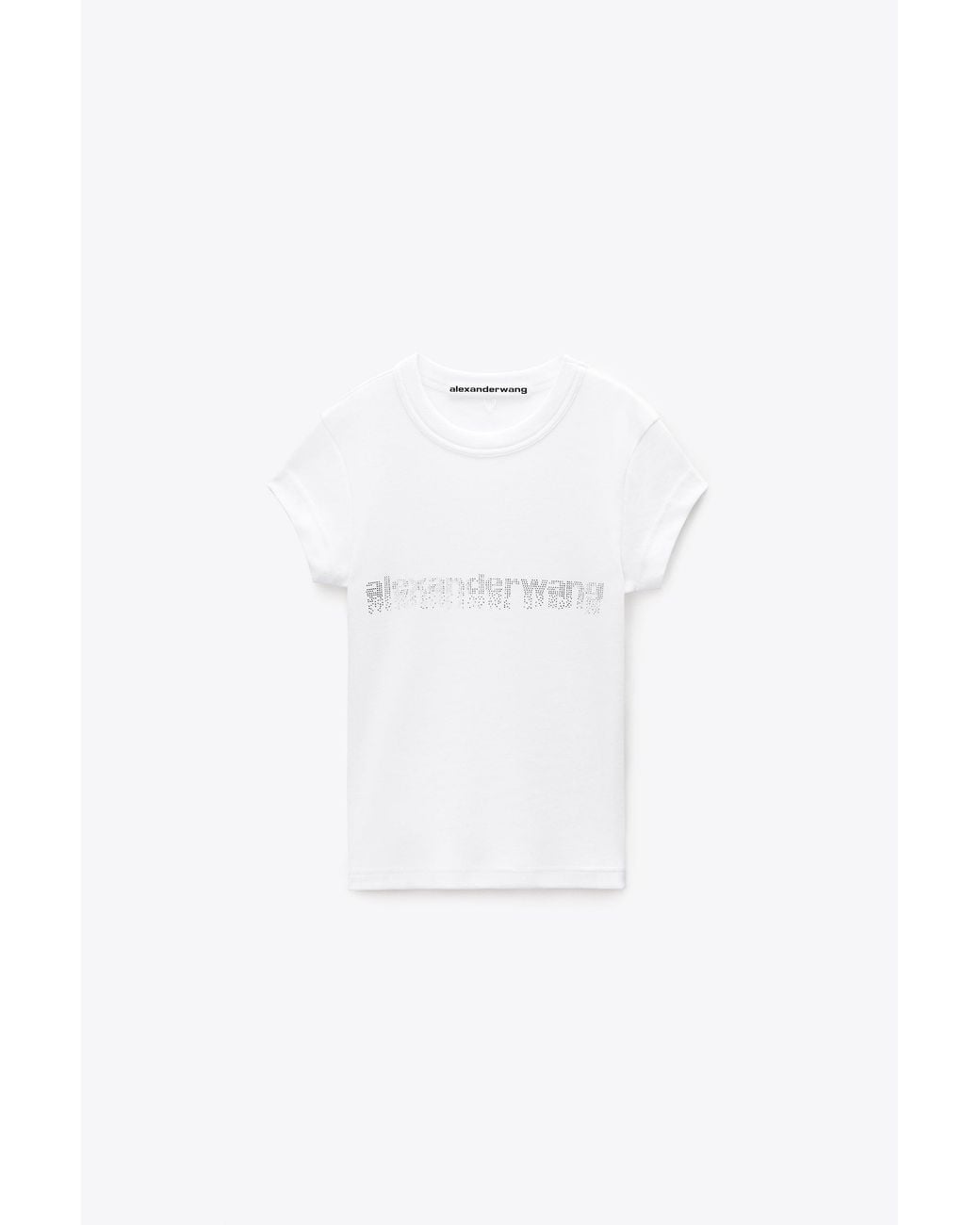 Alexander Wang Pink Crystal Hotfix Logo Cotton Baby Tee