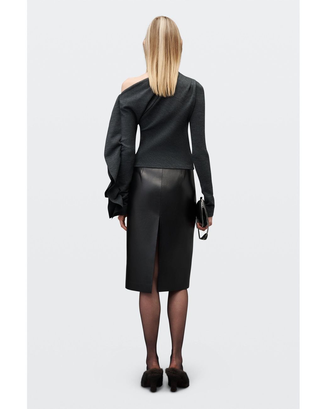 Alexander Wang Black Asymmetric Drape Top