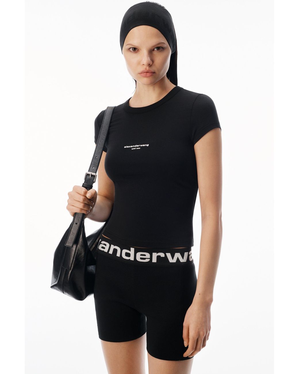 Alexander Wang Black Logo Print Fitted Tee