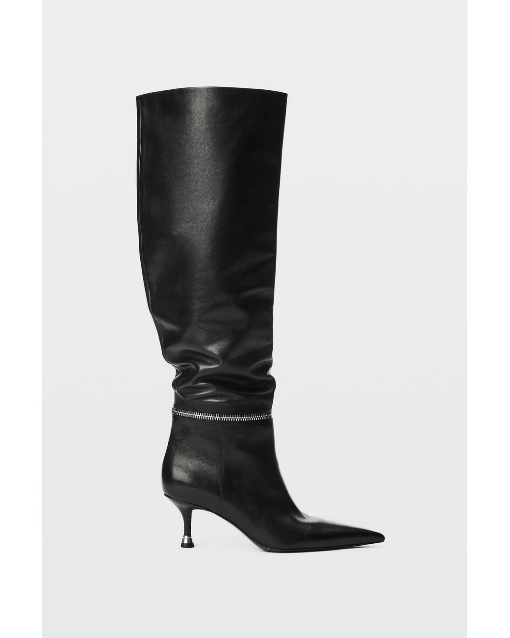 Alexander Wang Black Slasher Zip 65Mm Slouch Boot