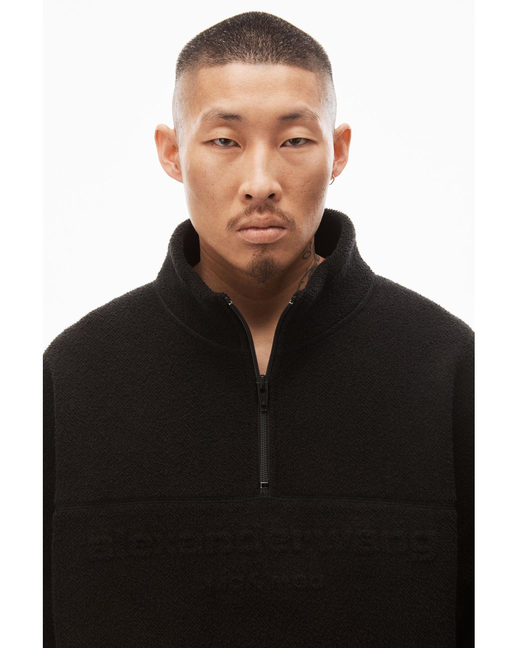 Alexander Wang Half Zip Sweatshirt In Towel Terry in Black | Lyst