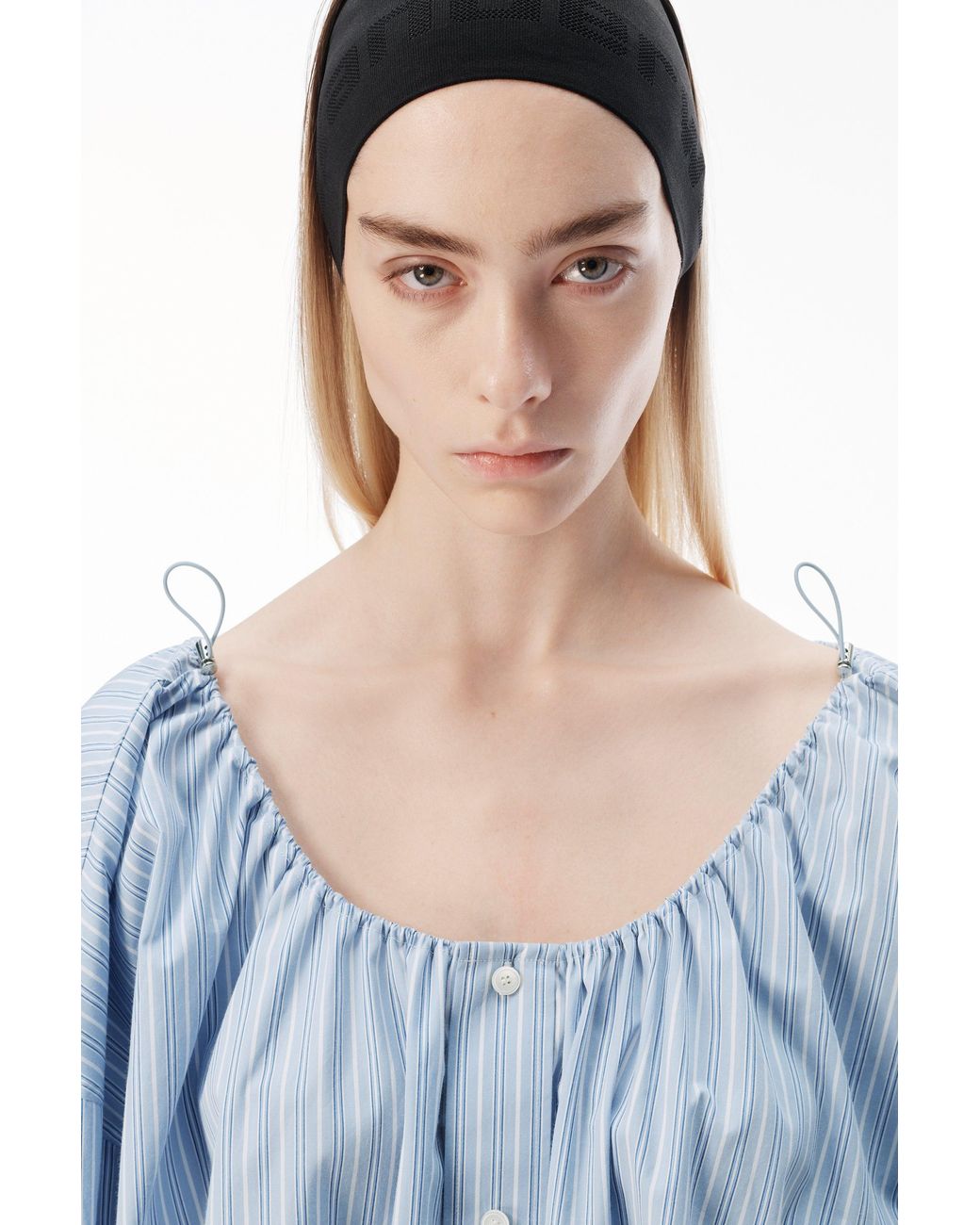 Alexander Wang Blue Bungee Scoop Neck Mini Shirt Dress