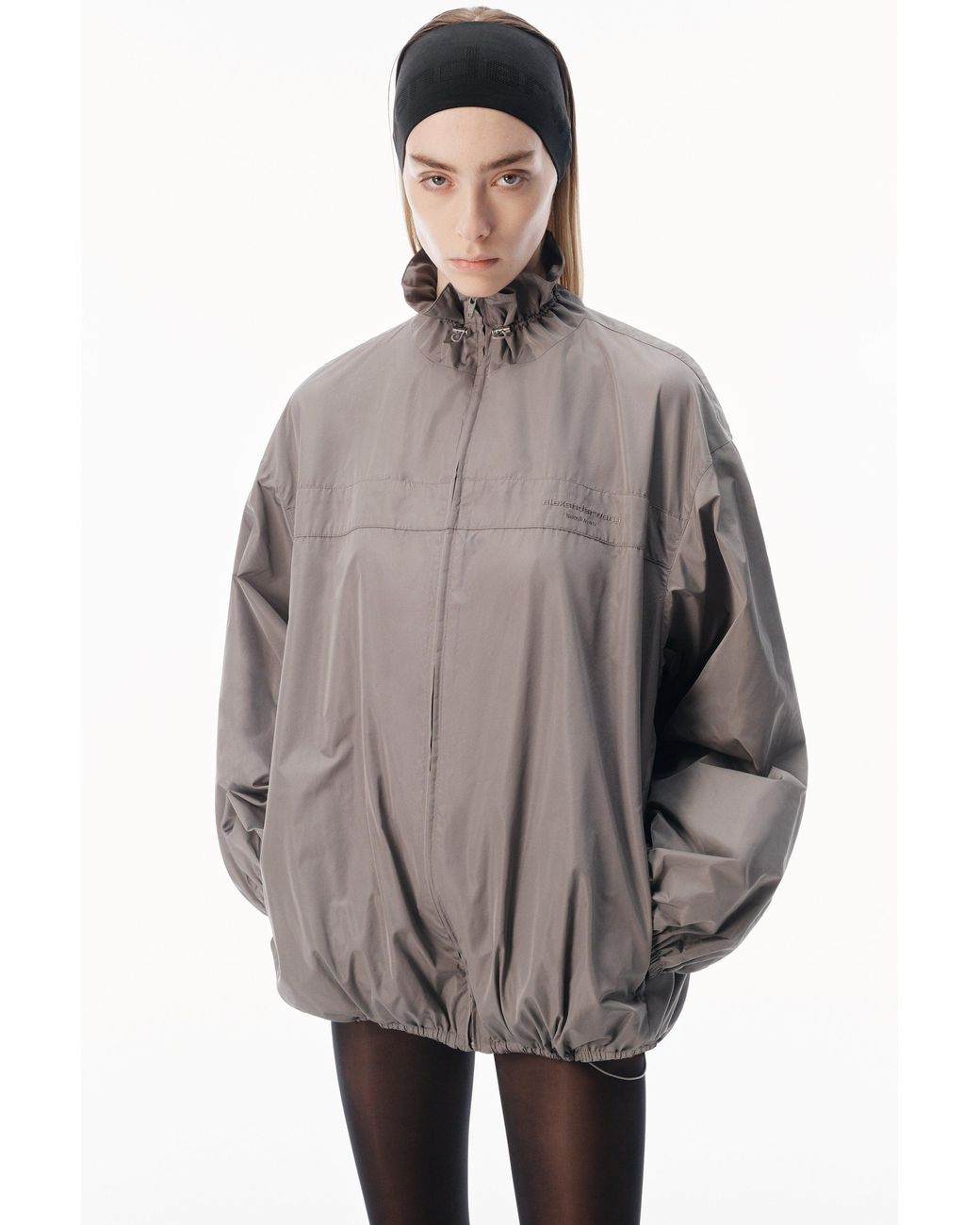 Alexander Wang Brown Oversized Track Jacket With Gathered Collar