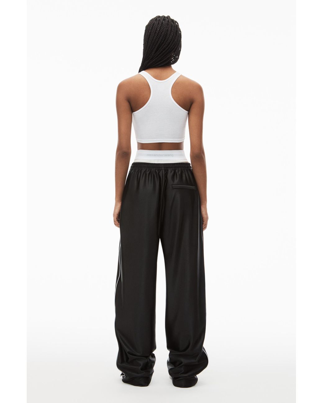 パンツ Alexander Wang SATIN FAILLE SPORT PANTS (4CC3254923 001) Alexander Wang Track Pants In Satin Faille Jersey - ShopStyle