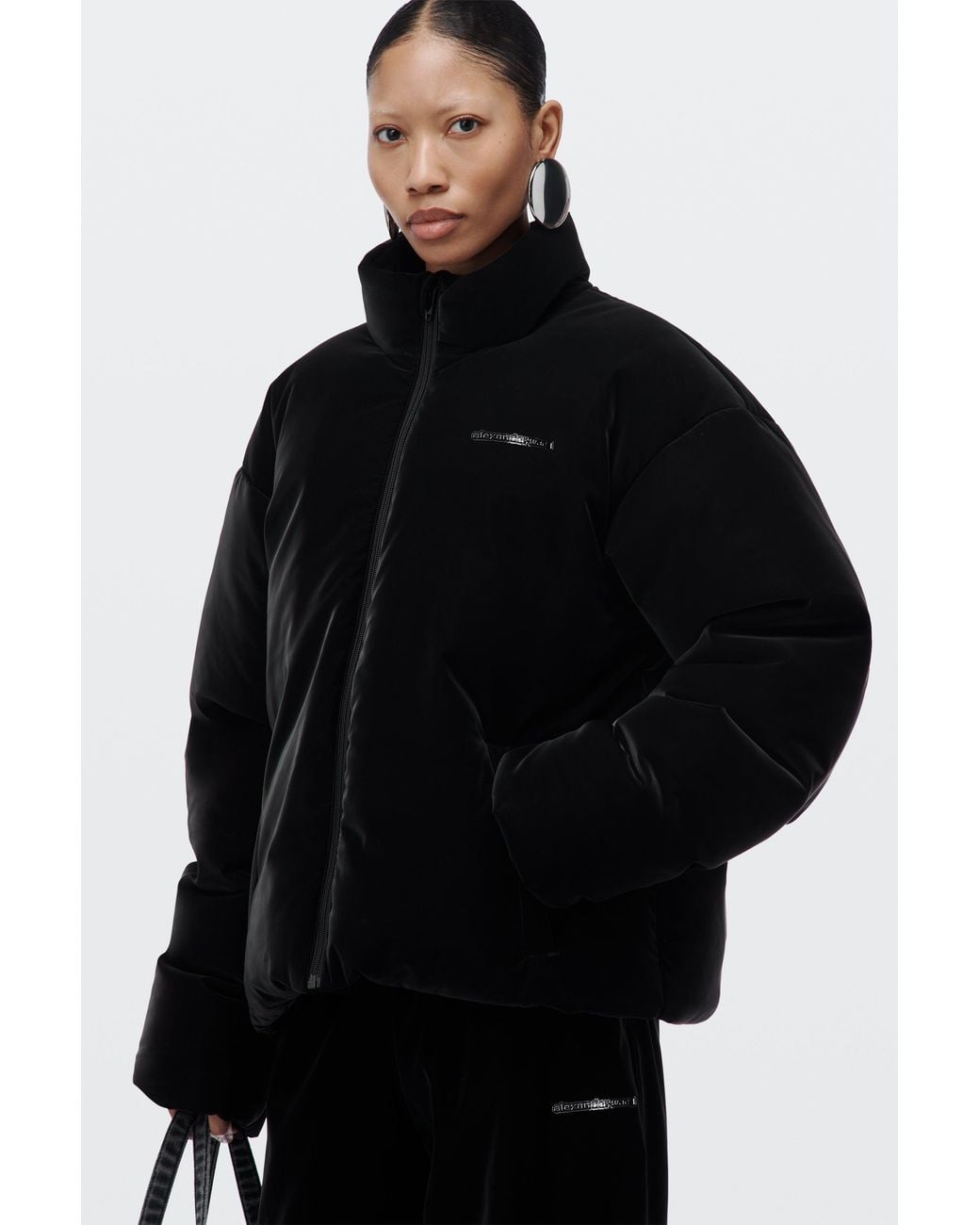 Alexander Wang Black Oversized Velvet Classic Puffer