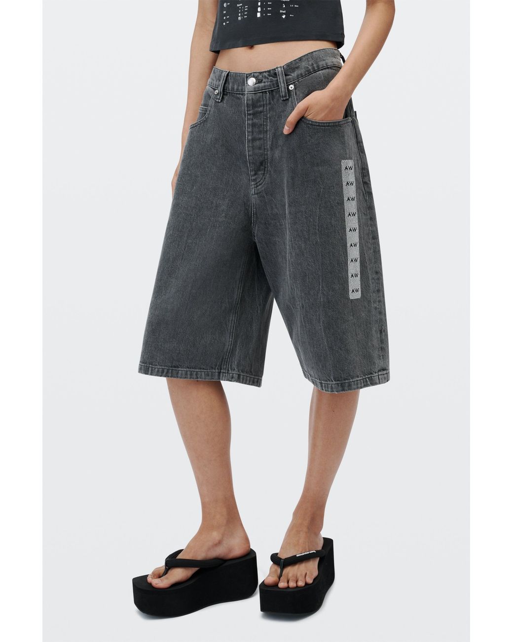 Alexander Wang Gray Graphic Low Rise Board Short