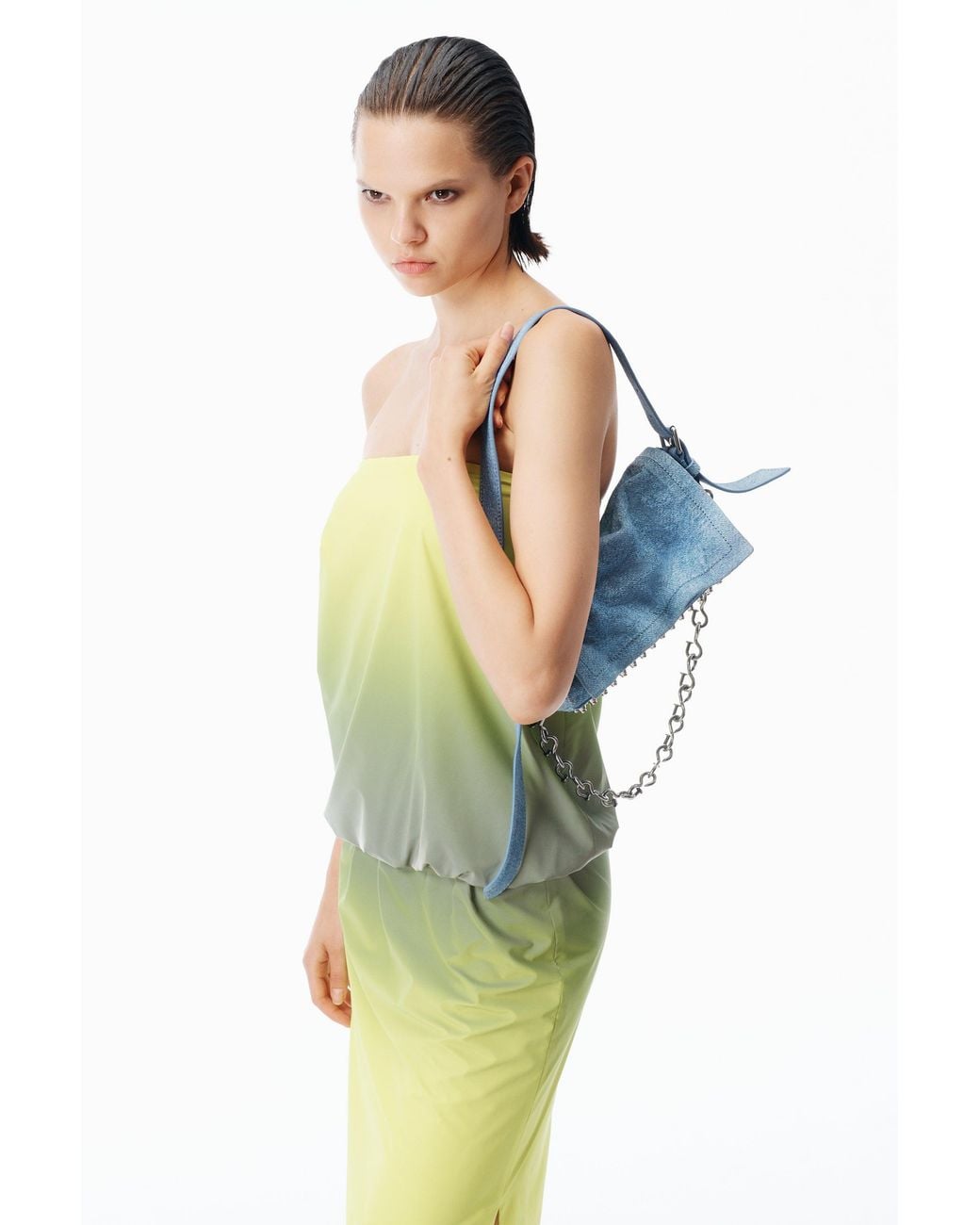Alexander Wang Blue Ricco Denim Slim Flap Bag