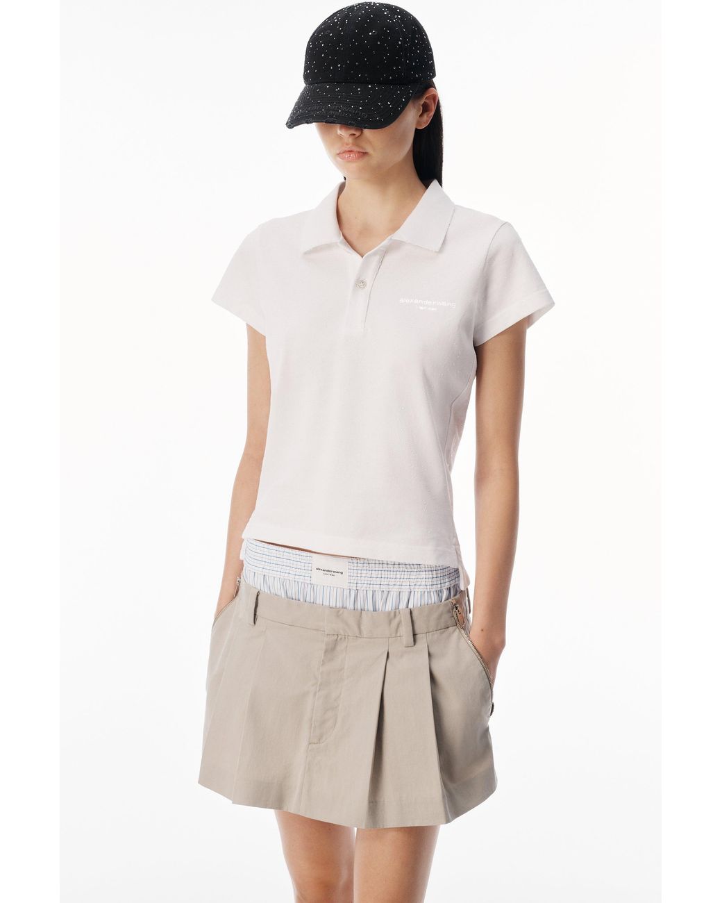 Alexander Wang Pink Crystal Hotfix Polo