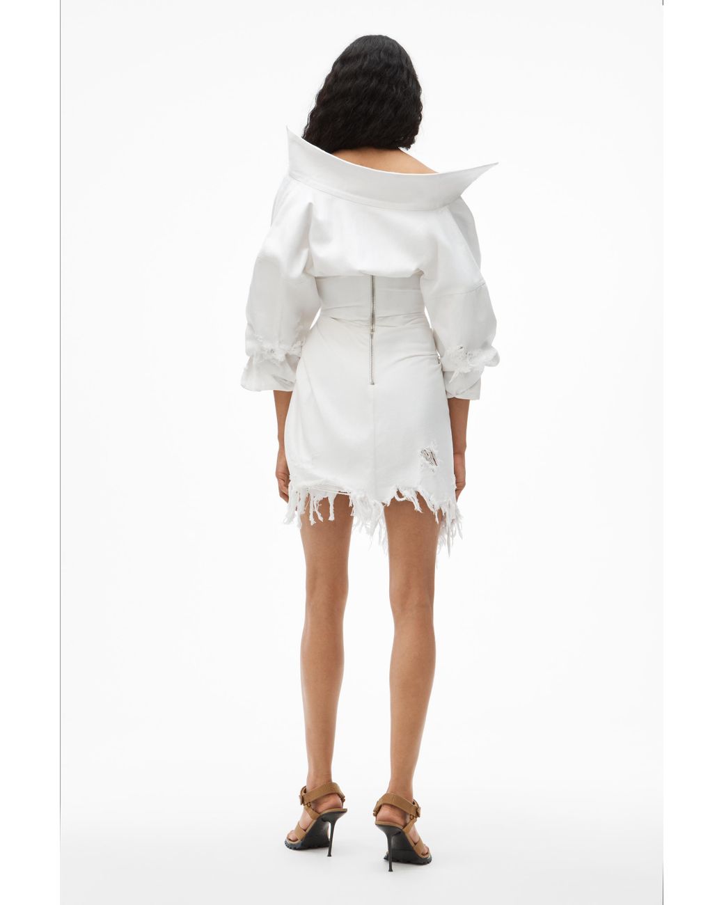 Alexander Wang Falling Shoulder Denim Corset Dress in White | Lyst Australia