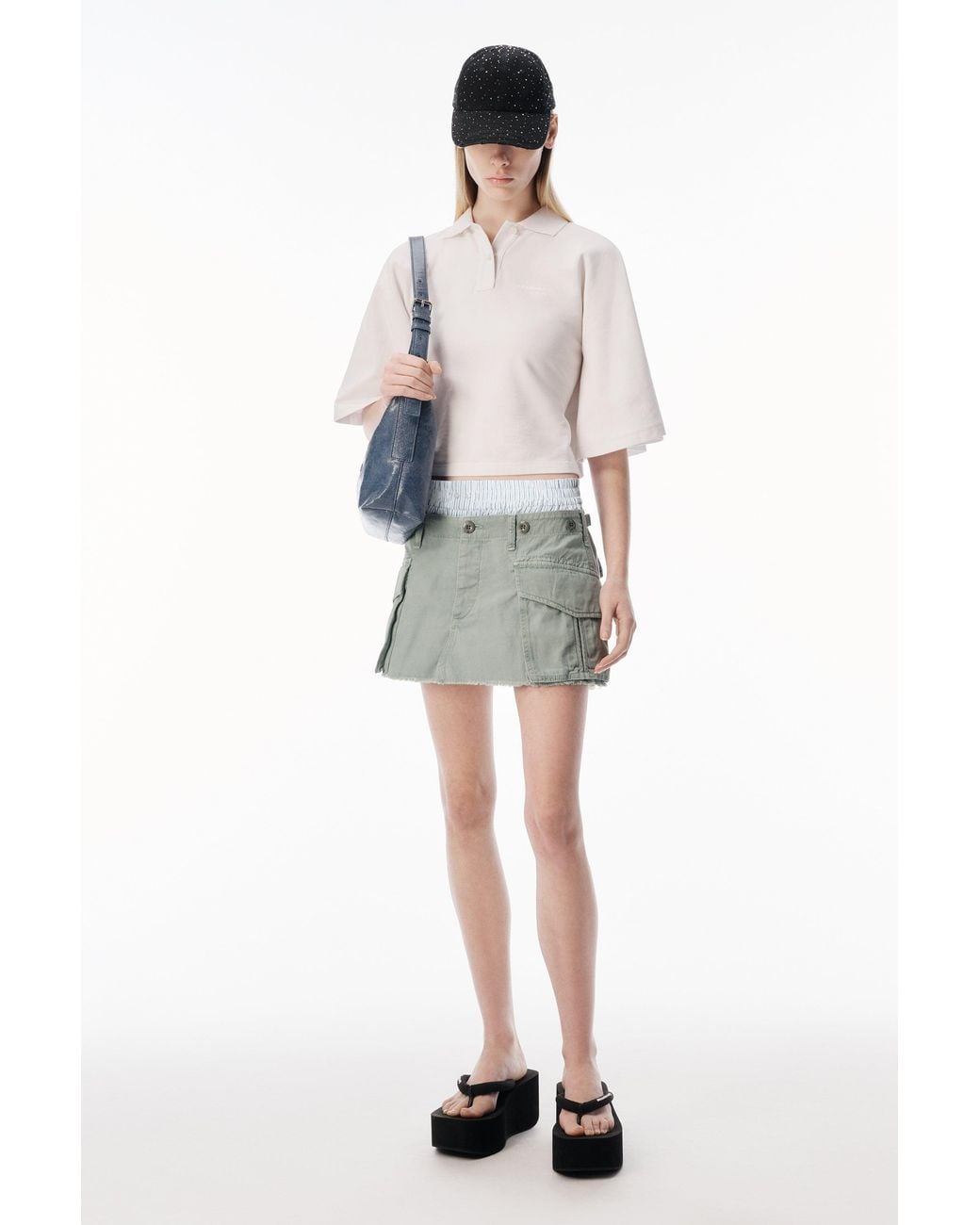 Alexander Wang Green Cargo Mini Skirt With Boxer Waistband