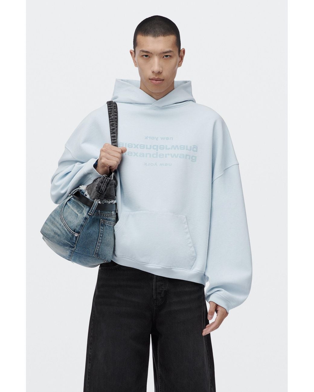 Alexander Wang White Mirror Logo Oversized Hoodie