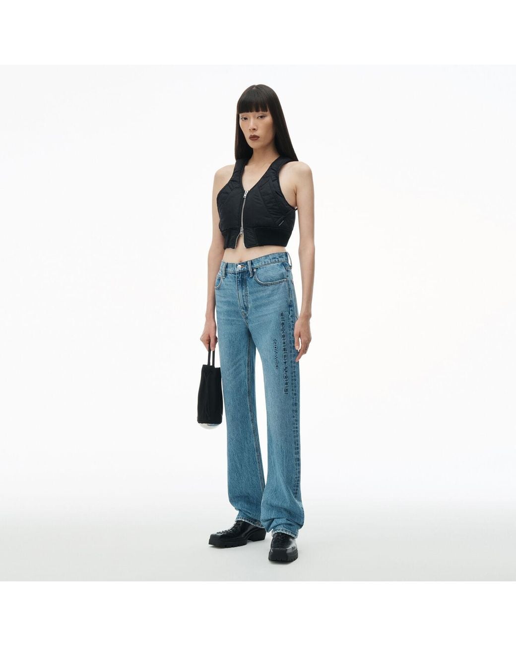 alexanderwang エンボスロゴ ez ミッドライズジーンズ Alexander Wang Ez Mid Rise Jeans With Embossed Logo in Blue | Lyst