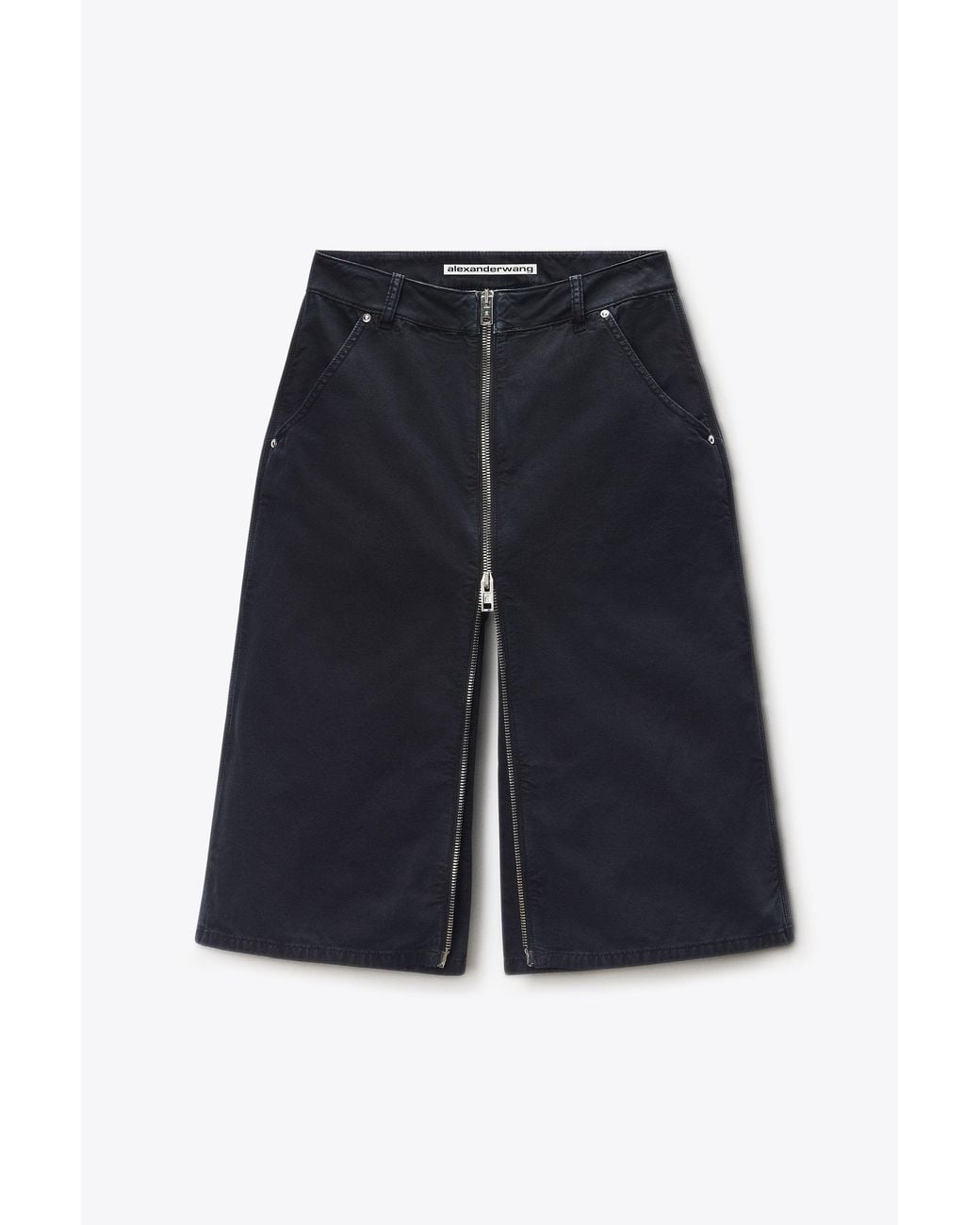 Alexander Wang Blue Midi Skort With Front Zip And Utility Details