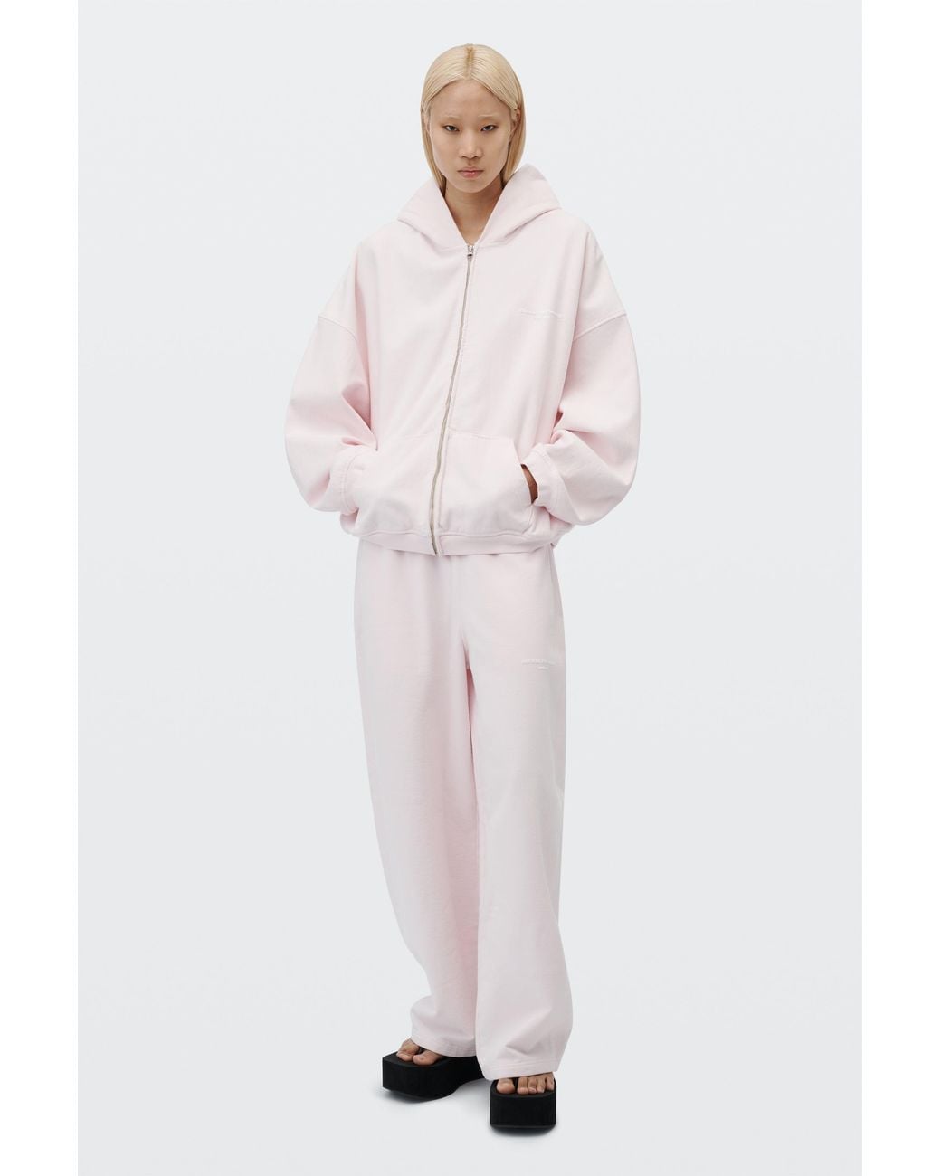 Alexander Wang Gray Logo Print Mid-Rise Oversized Sweatpant