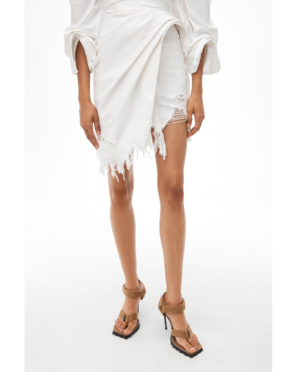 slim fit dress slacks Alexander Wang Falling Shoulder Shirt Dress W White – Brandosa.com