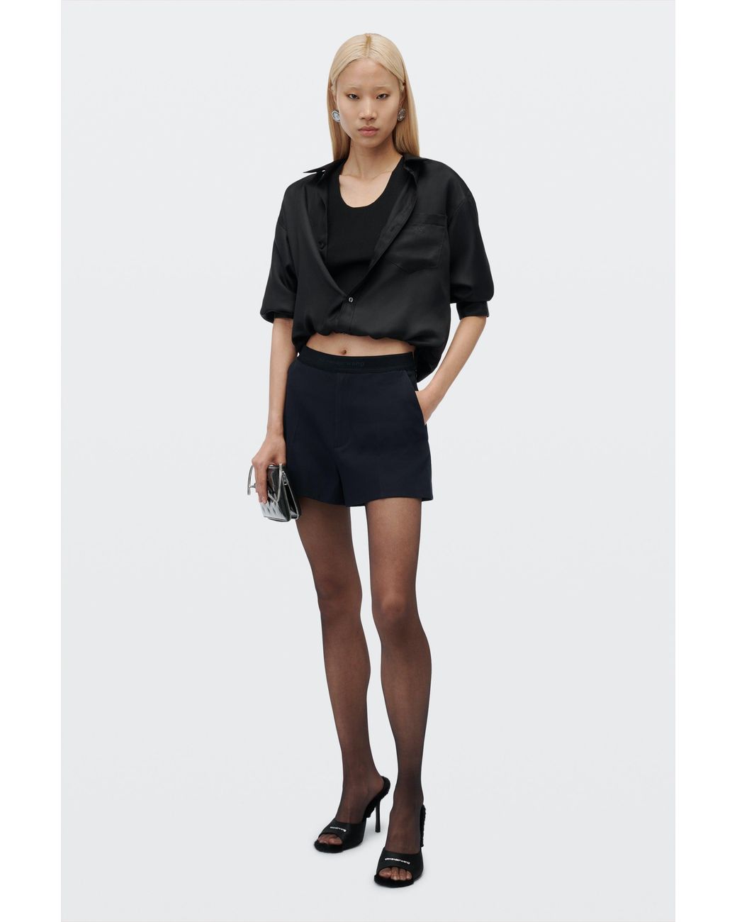 Alexander Wang Natural Logo Elastic High-Rise Mini Short