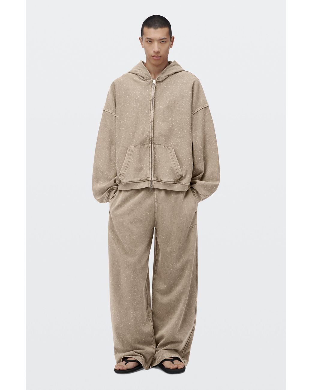 Alexander Wang White Crystal Hotfix Mid-Rise Oversized Sweatpant