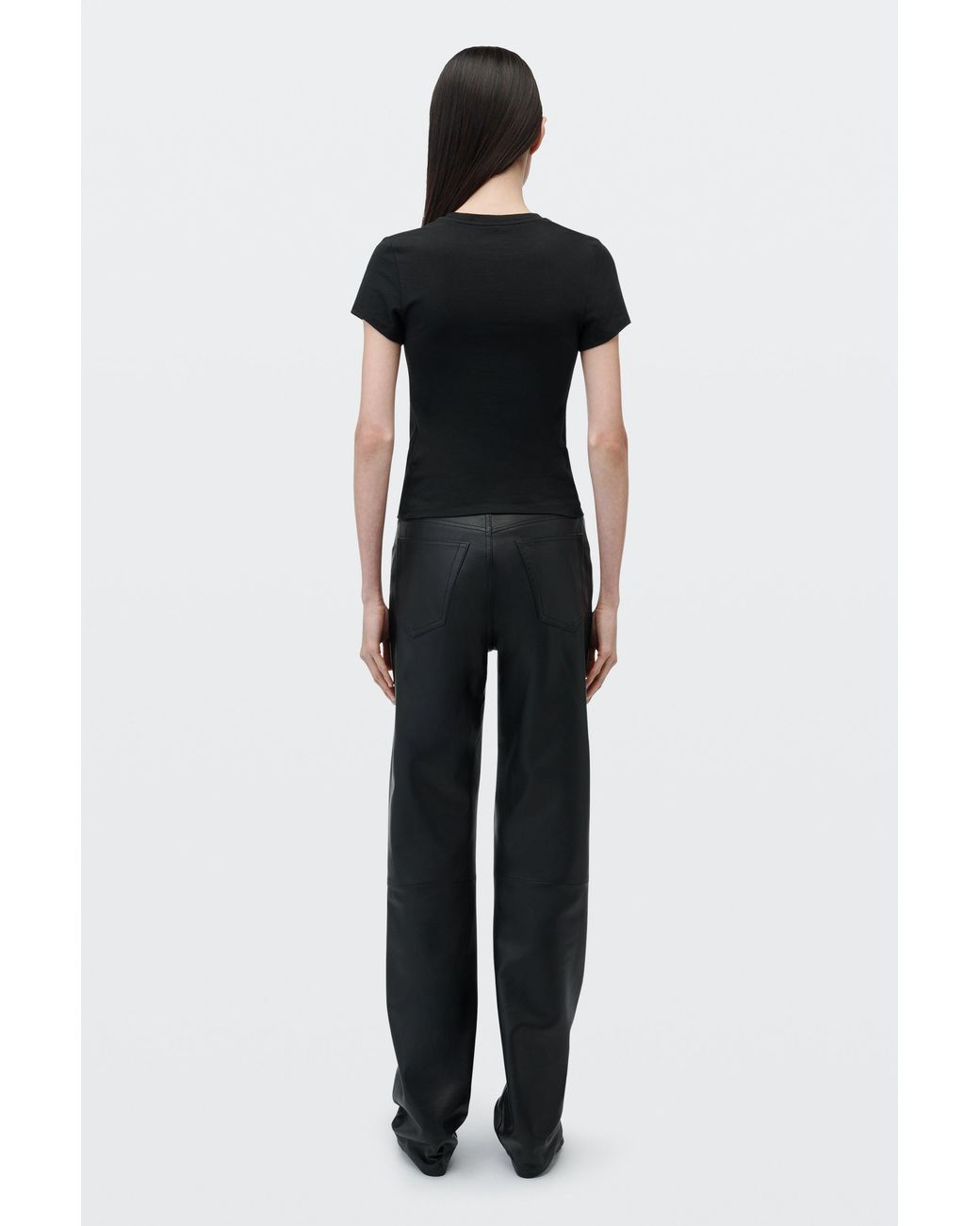 Alexander Wang Black Crystal Hotfix Graphic Fitted Tee