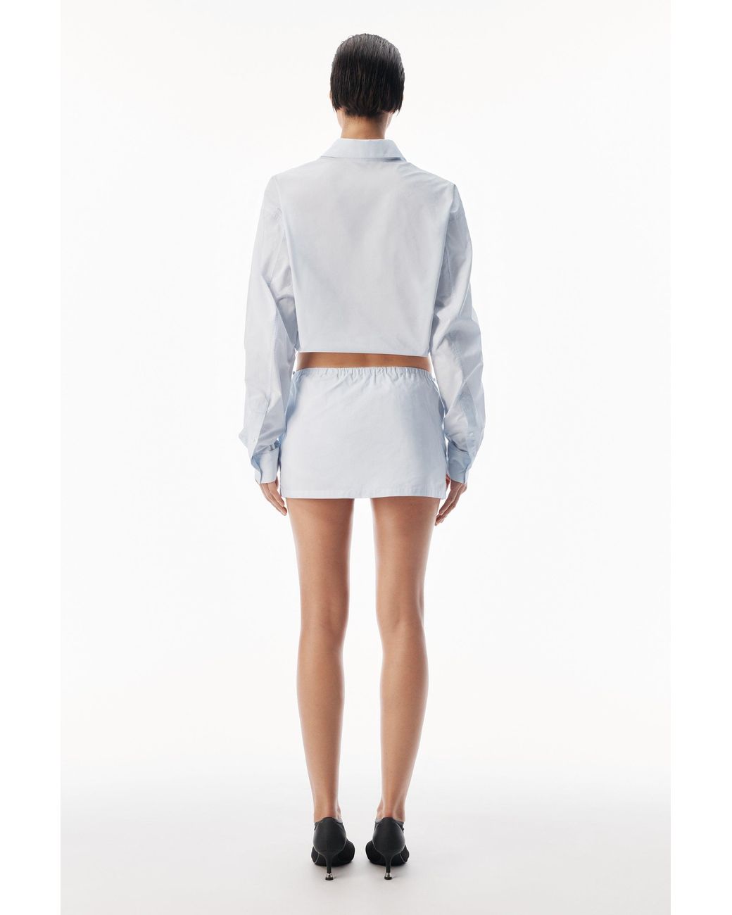 Alexander Wang White Cropped Shirt With Adjustable Drawcord Hem