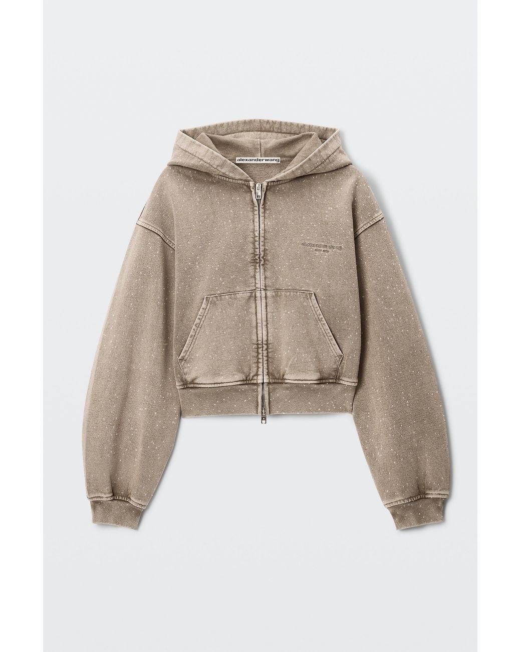 Alexander Wang Gray Crystal Hotfix Zip-Up Hoodie