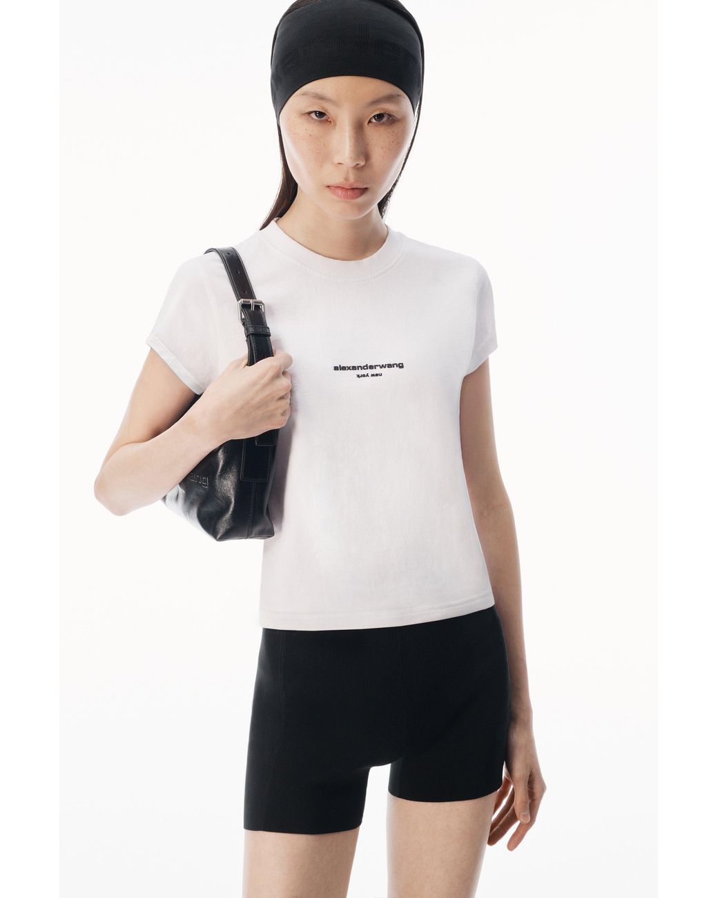 Alexander Wang Black Logo Print Fitted Tee