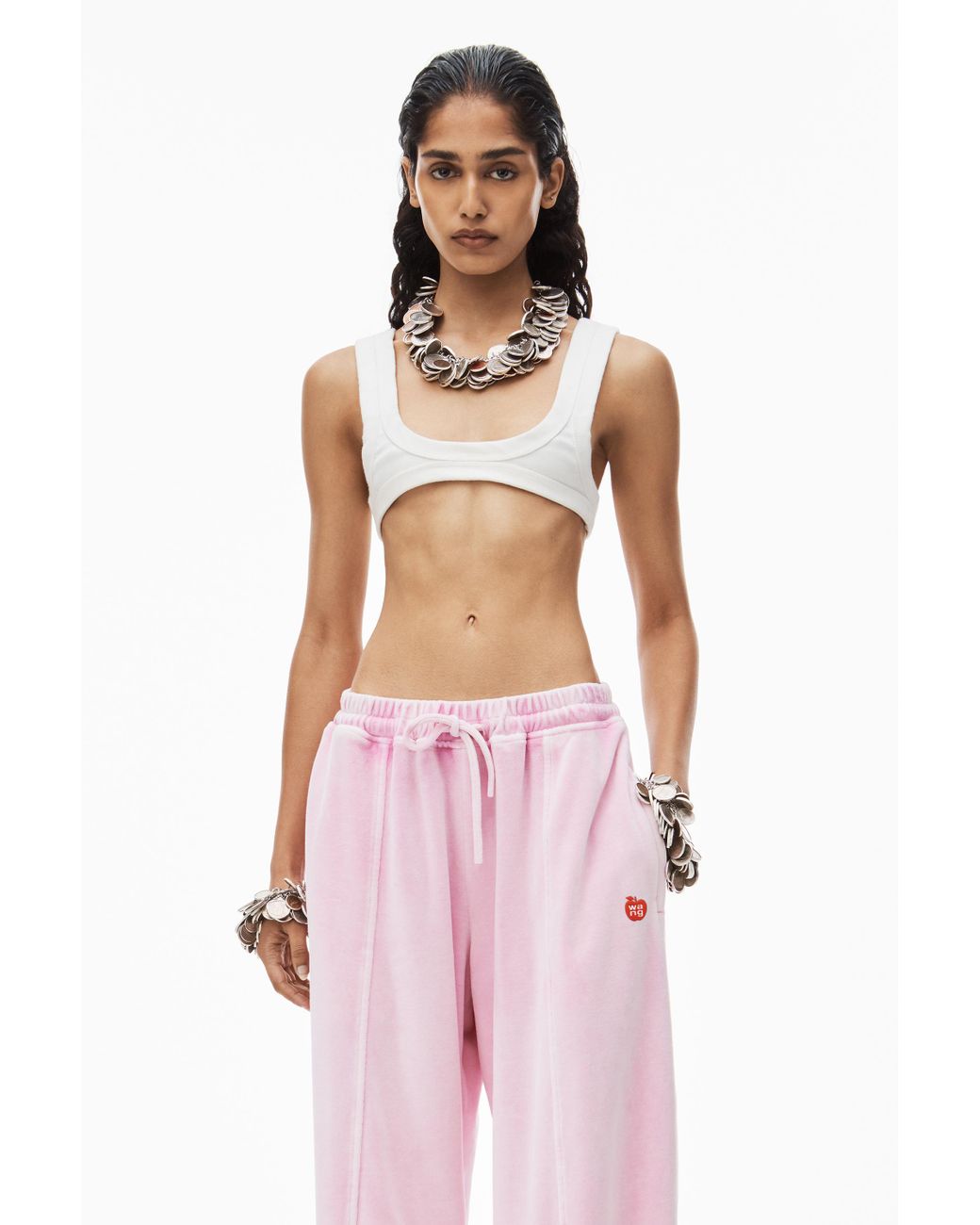 Alexander Wang Apple Logo Track Pant In Velour in Pink | Lyst