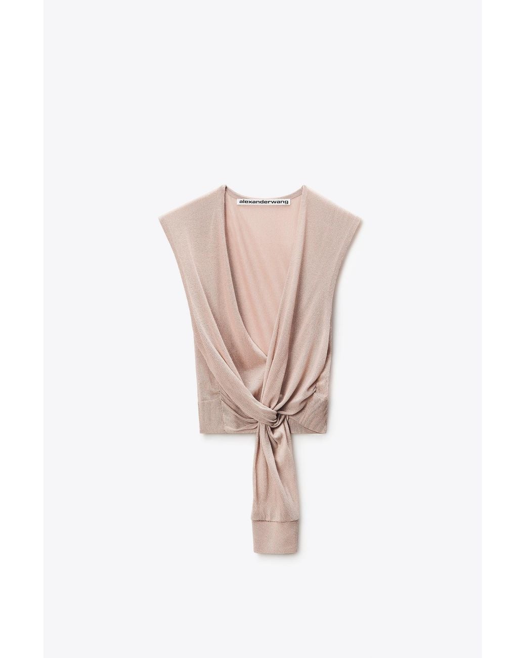 Alexander Wang Black Crystal Hotfix Deep V-Neck Knotted Tank