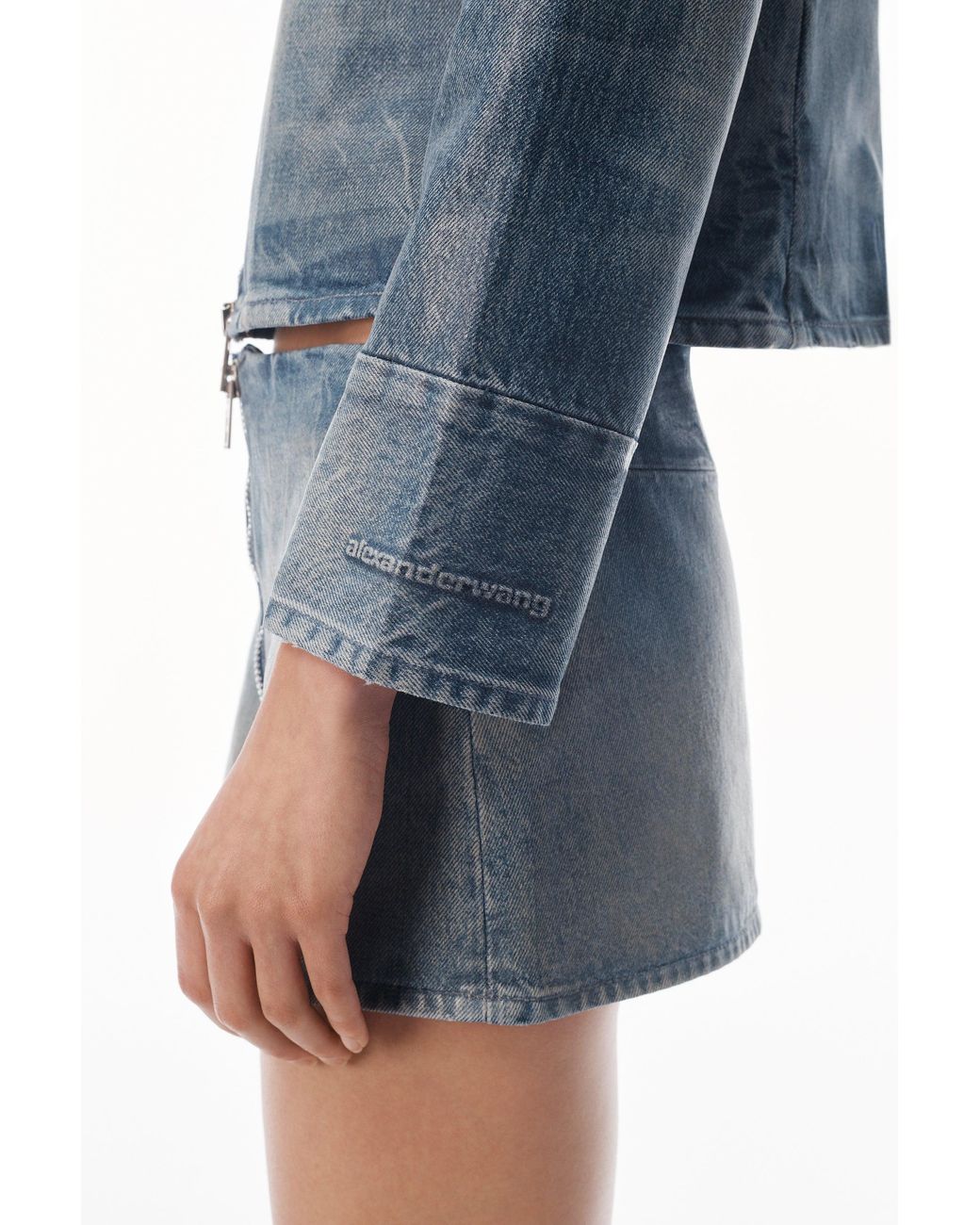 Alexander Wang Blue Glazed Denim Jacket