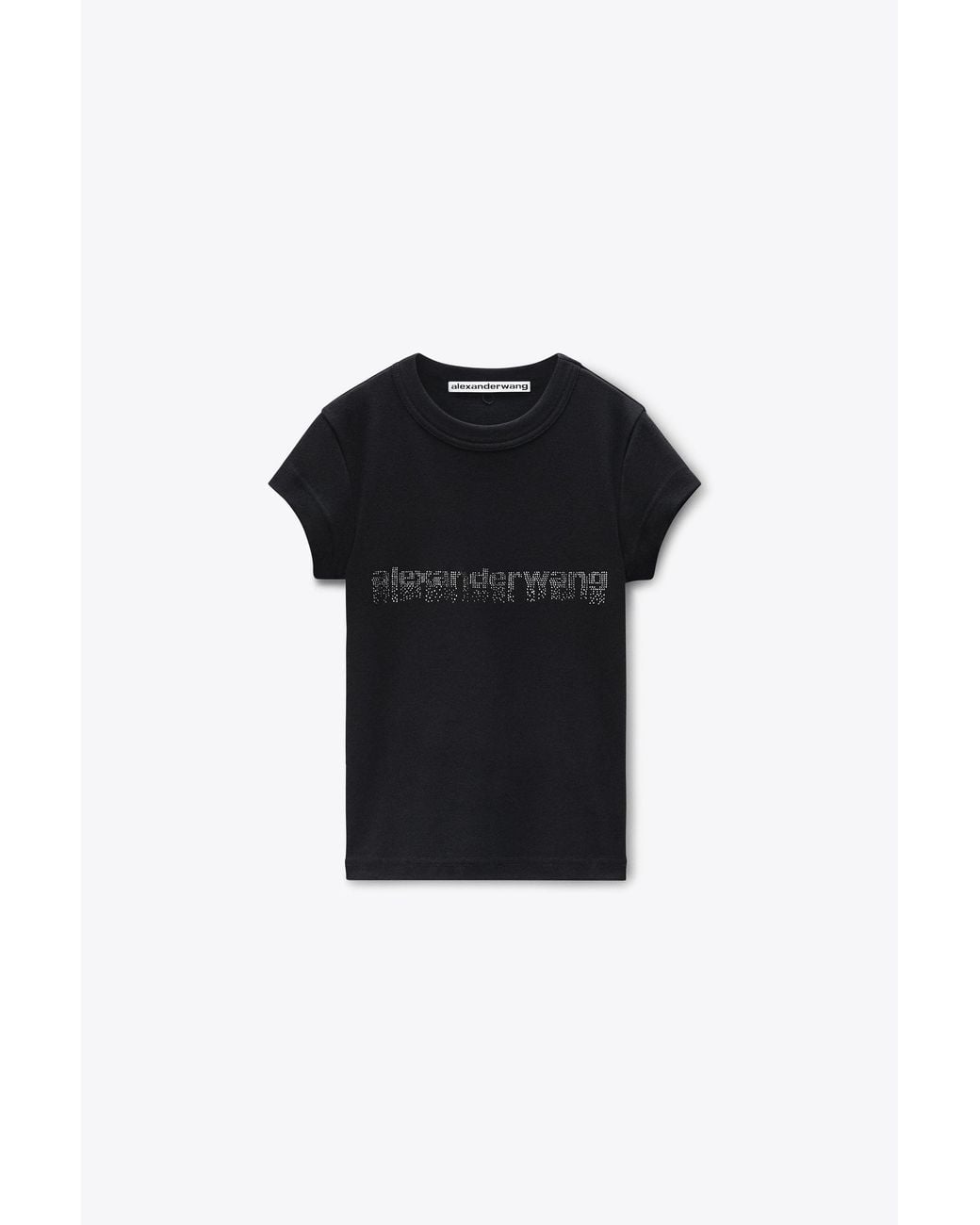 Alexander Wang Pink Crystal Hotfix Logo Cotton Baby Tee