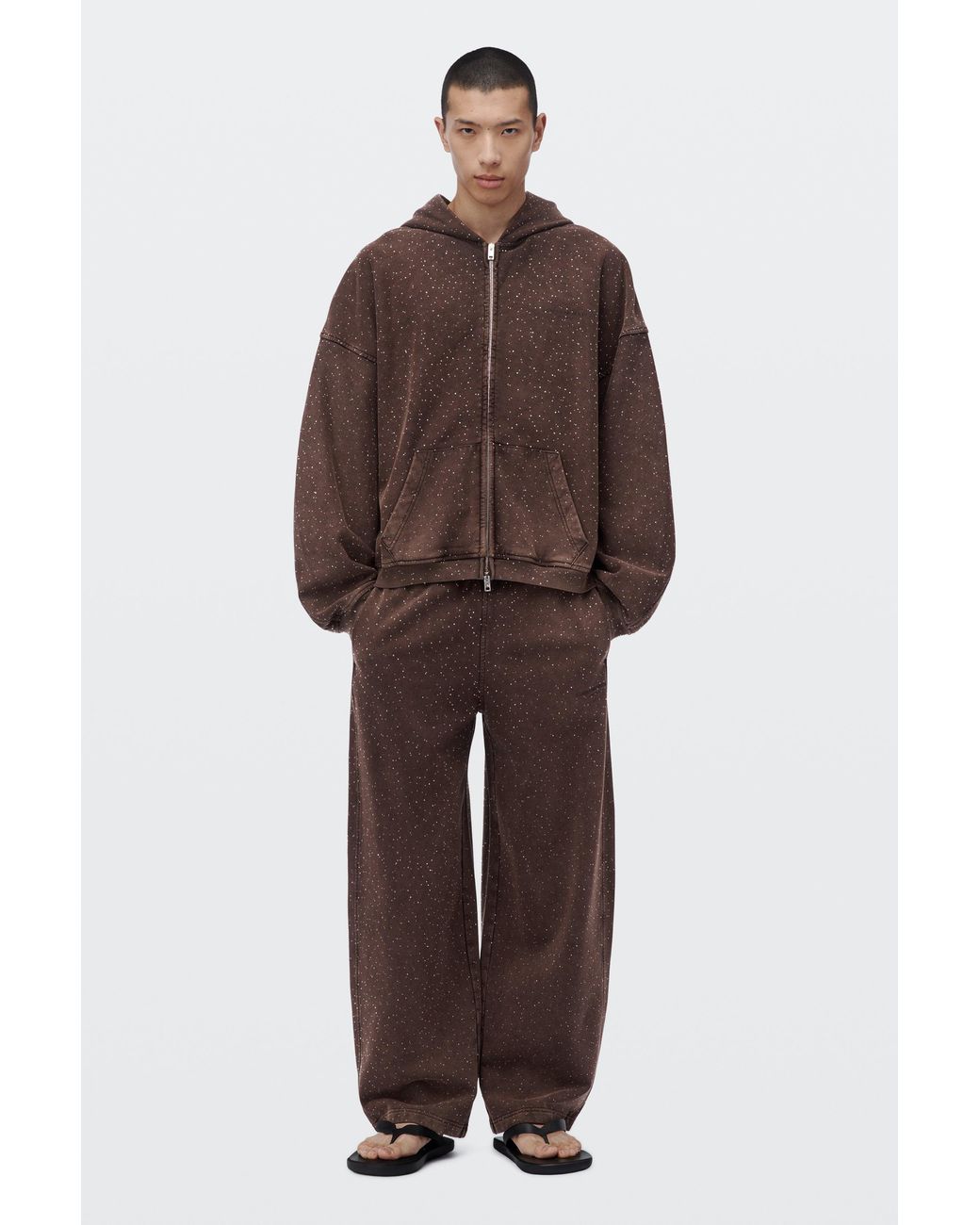 Alexander Wang White Crystal Hotfix Mid-Rise Oversized Sweatpant