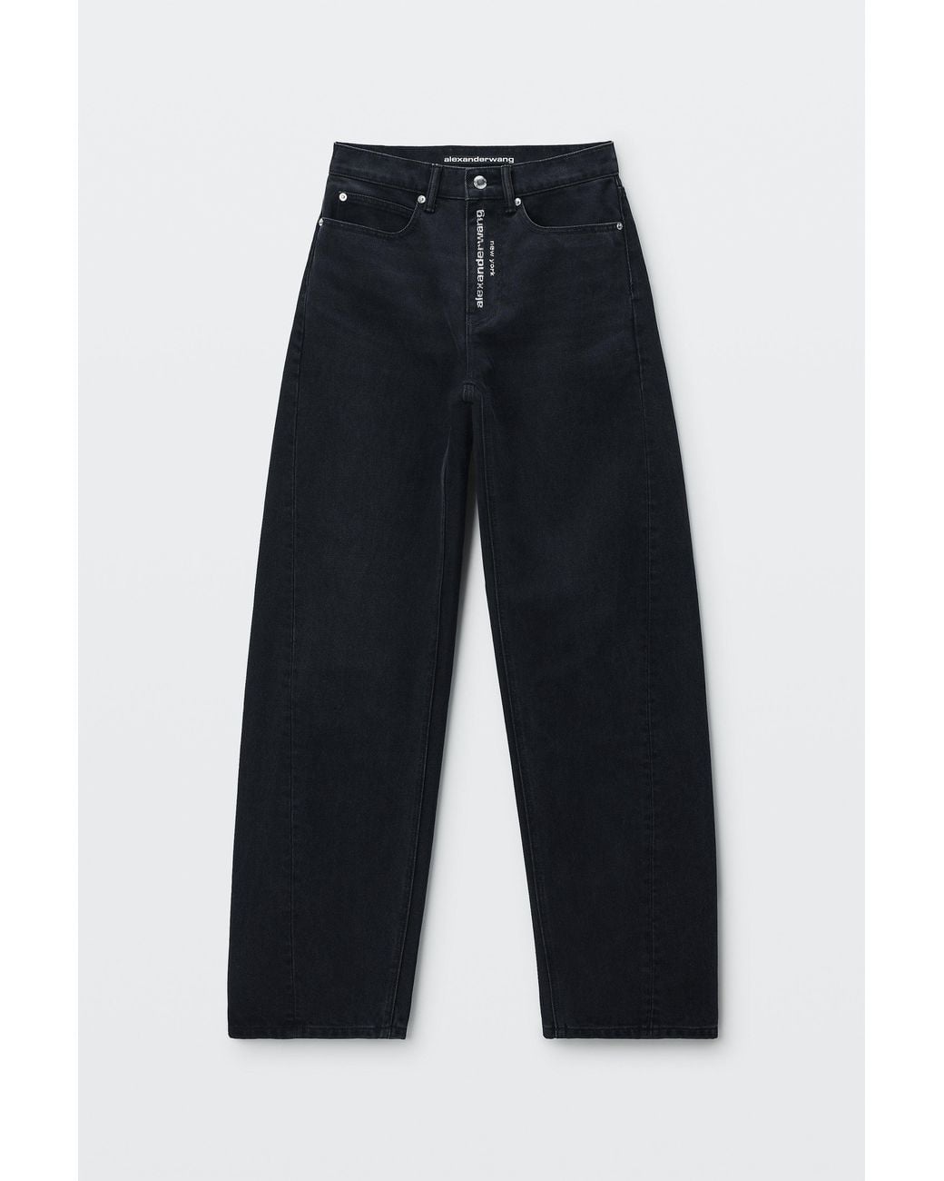 Alexander Wang Blue Float Mid-Rise Relaxed Crystal Hotfix Logo Fly Jean