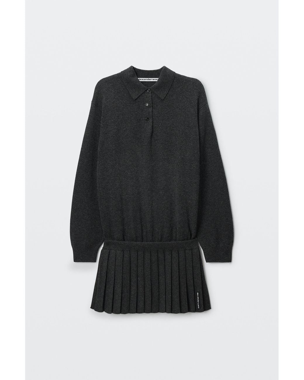 Alexander Wang Black Polo Dress With Heat Pressed Skirt