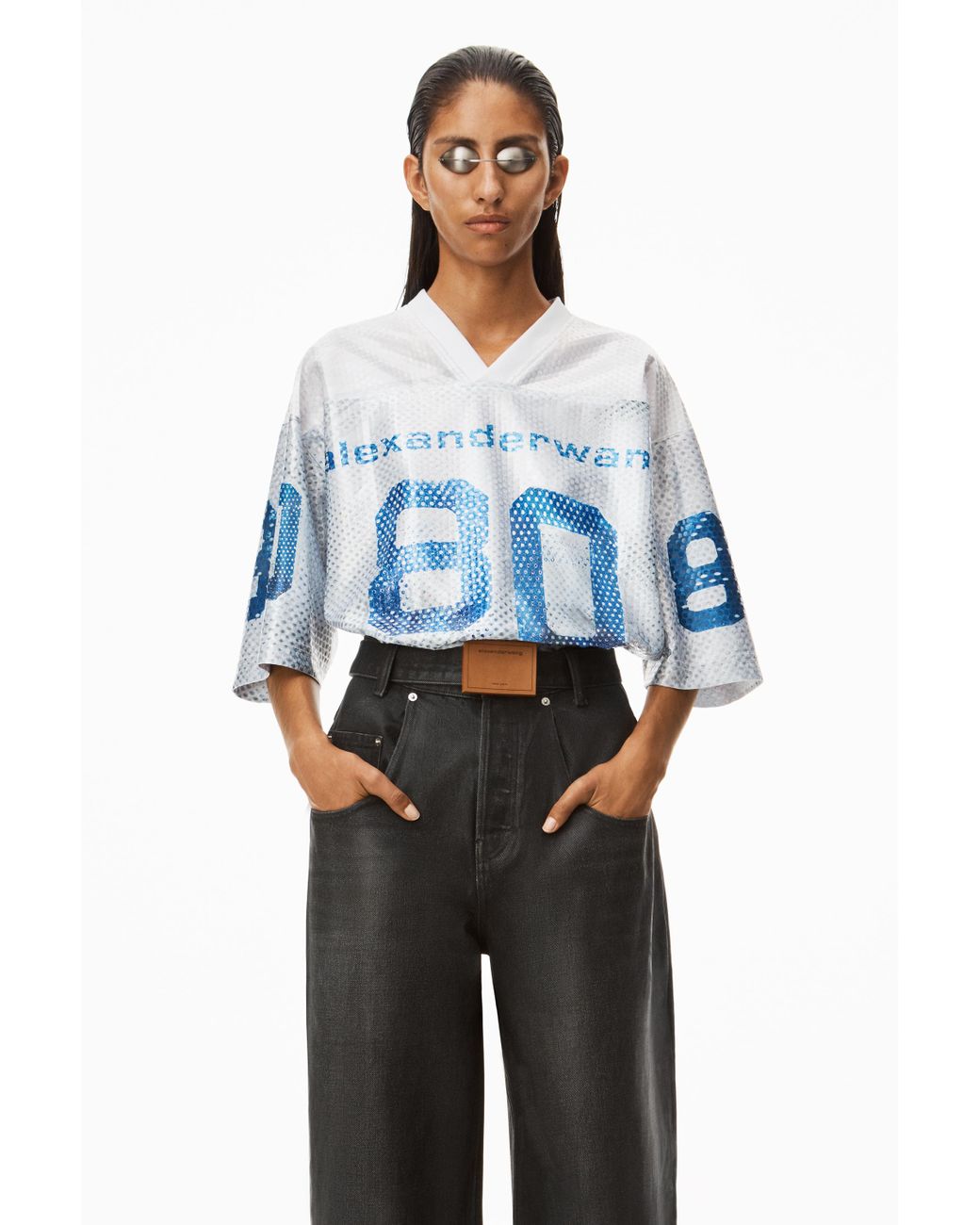Alexander Wang 80 Football Jersey In Sequin Faille in Blue | Lyst