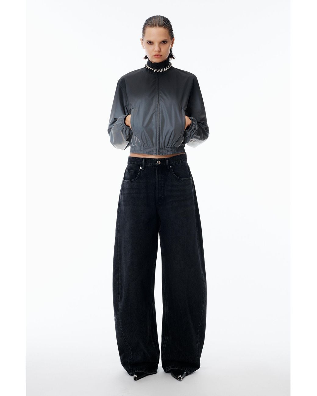 Alexander Wang Blue Blow Up Crystal Hotfix Logo Pocket Jean