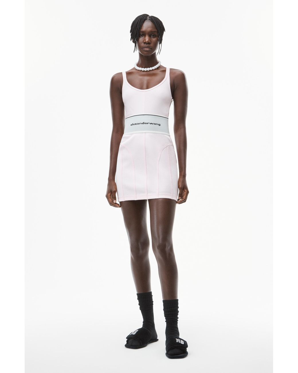 Alexander Wang Cotton Logo Elastic Dress In Ribbed Jersey | Lyst