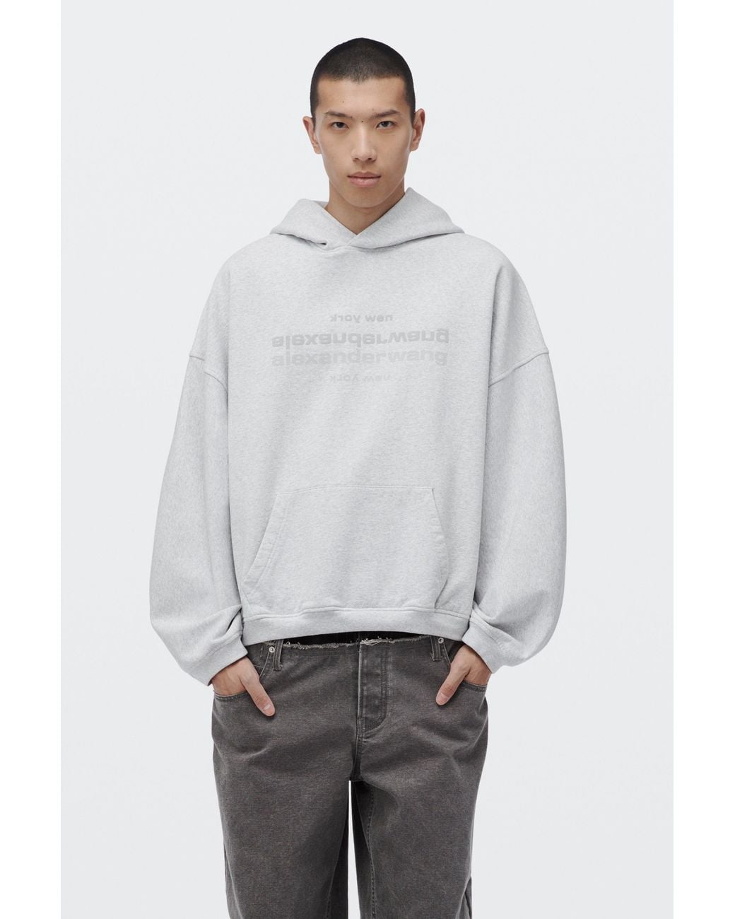 Alexander Wang White Mirror Logo Oversized Hoodie