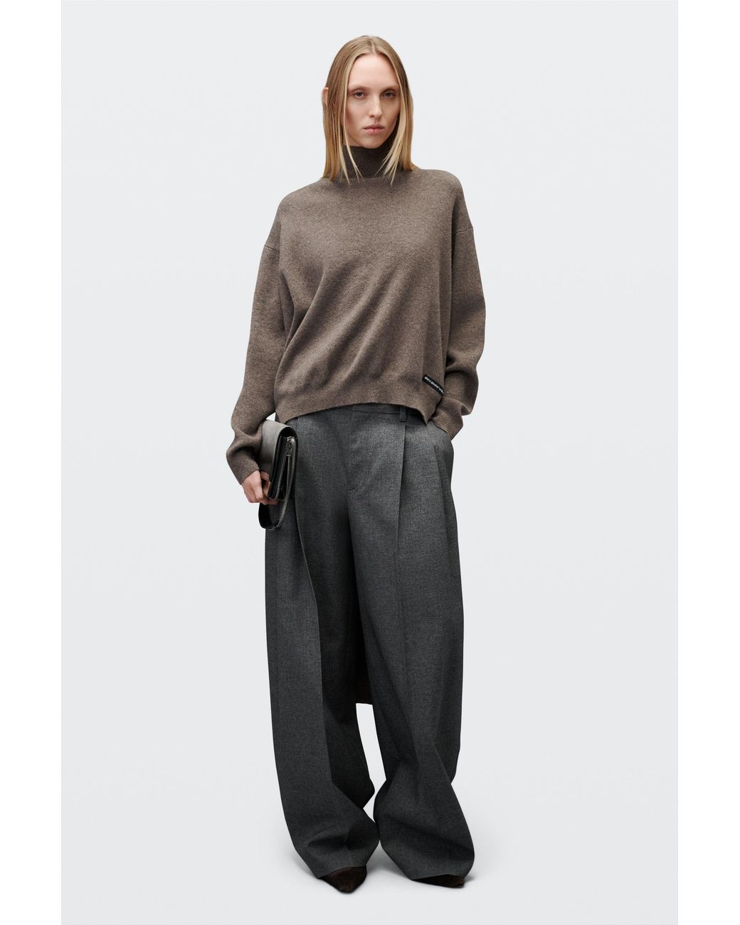 Alexander Wang Brown High-Low Hem Turtleneck
