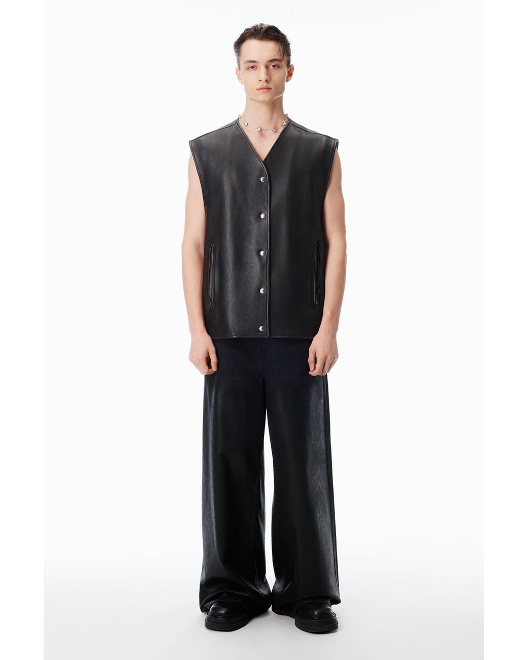Alexander Wang Black Boxy Moto Vest